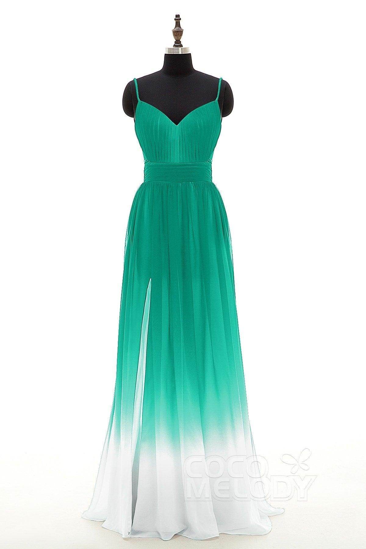 Sheath Floor Length Chiffon Ombre Bridesmaid Dress Formal Dresses PR3268 - COCOMELODY